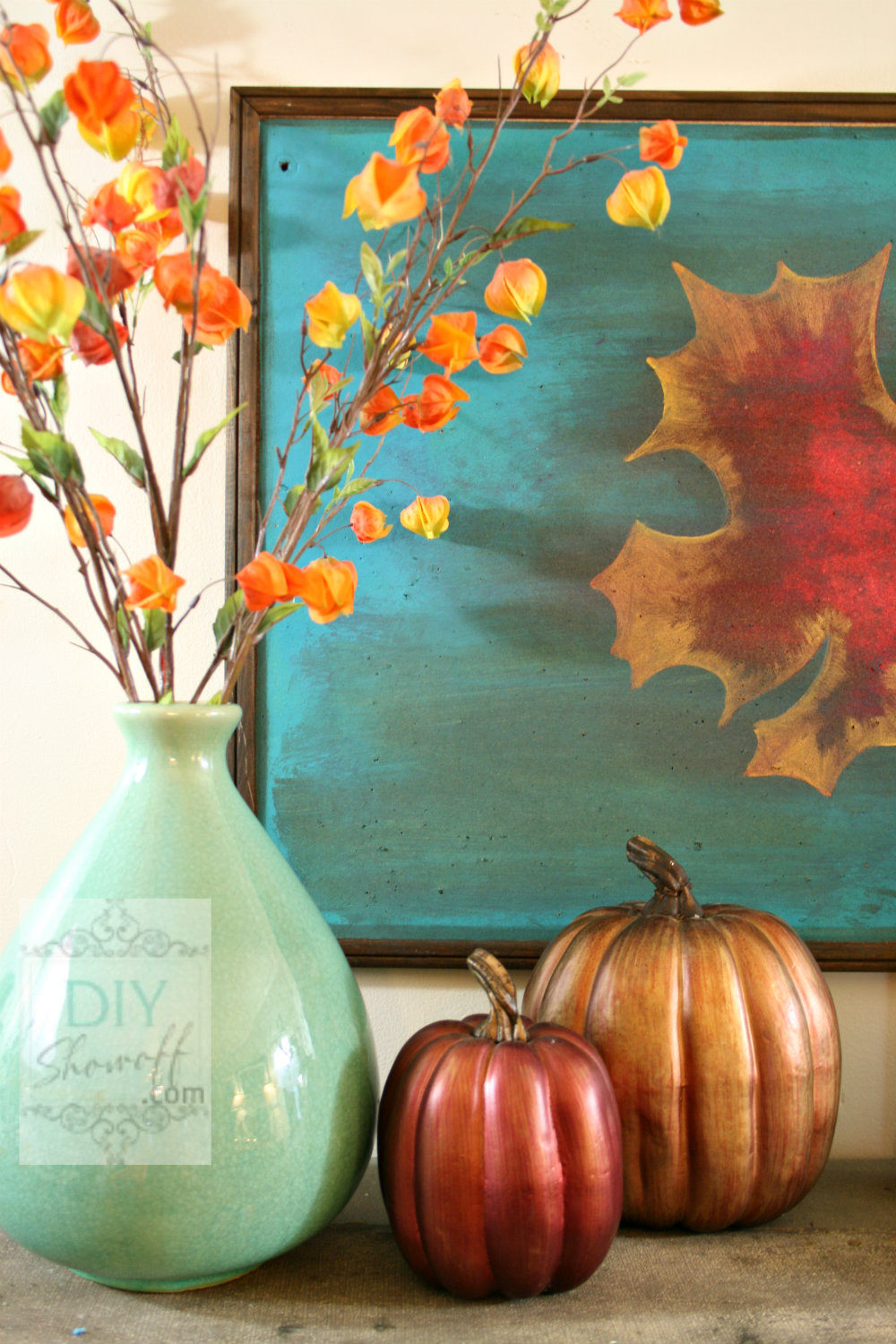 red teal fall decorating