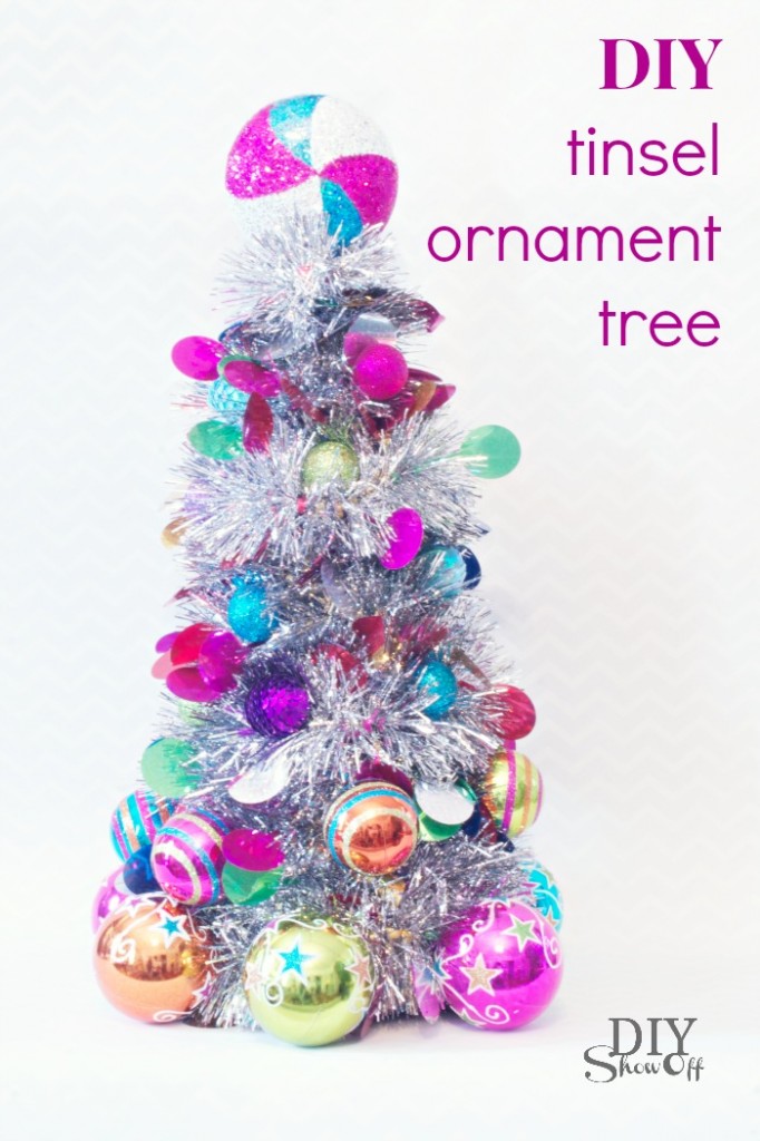 DIY tinsel ornament tree tutorial