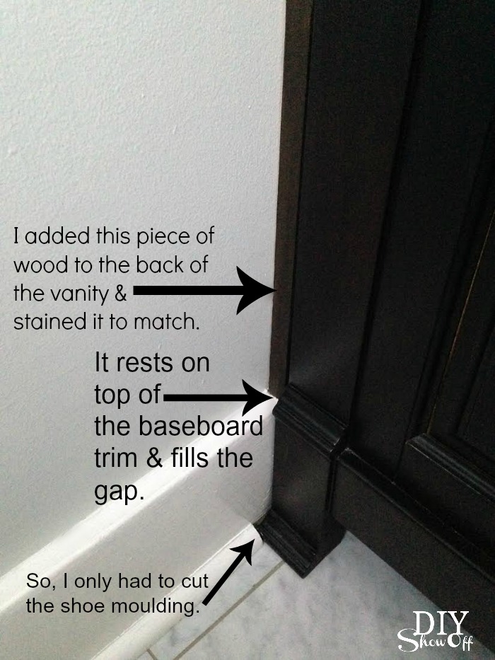 how to cut out baseboard for vanity