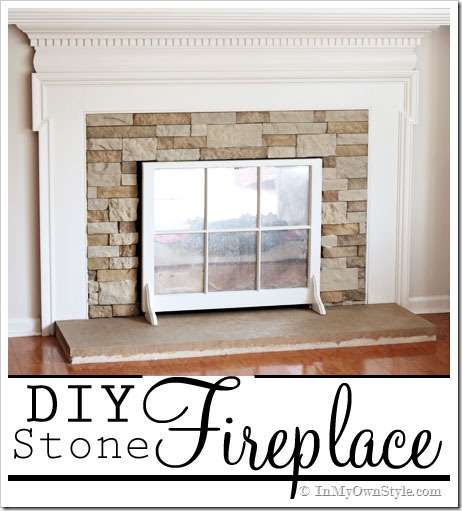 DIY stone fireplace makeover