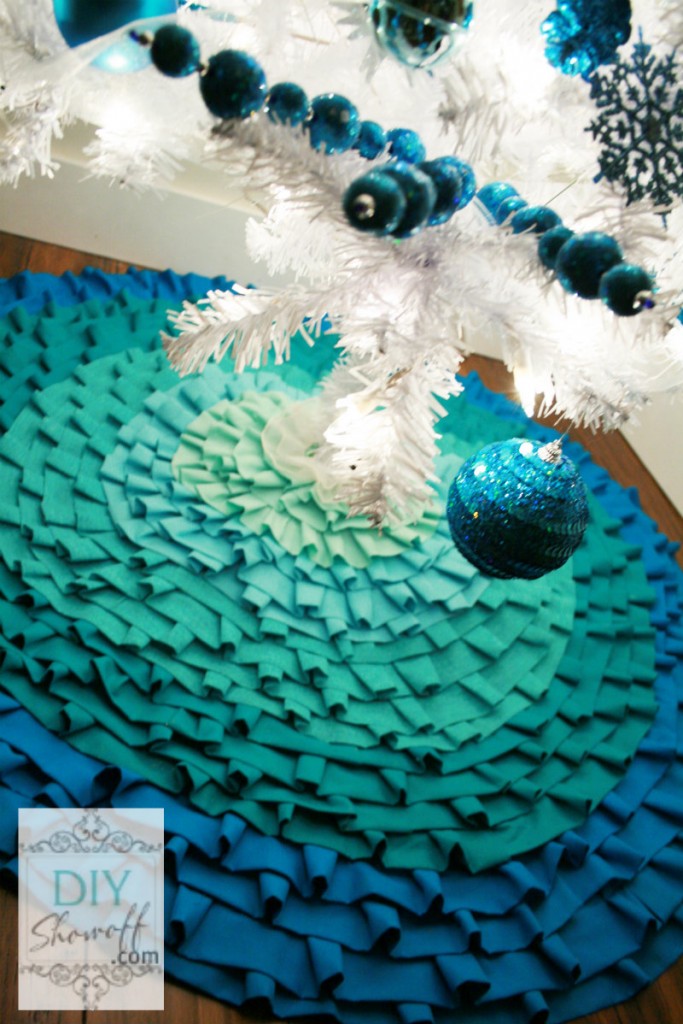 teal ombre ruffled tree skirt