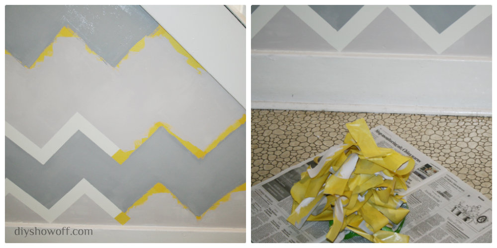 Painting A Funky Entryway Wall Design Using Frogtapediy Show Off Diy Decorating And Home Improvement Blog - Frog Tape Wall Designs Grey