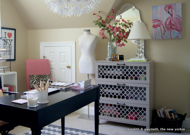 home office makeover - Meredith & the new yorkie