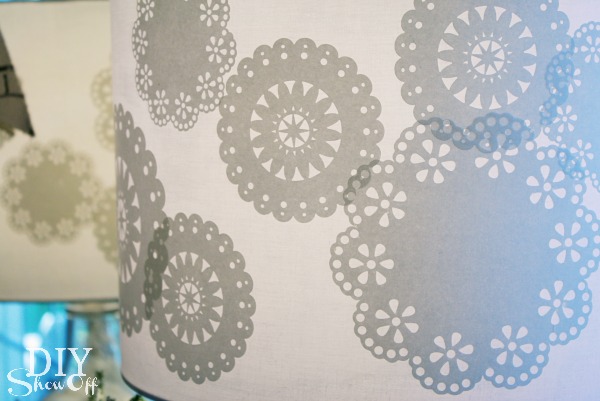 paper doily decoupaged lamp shade