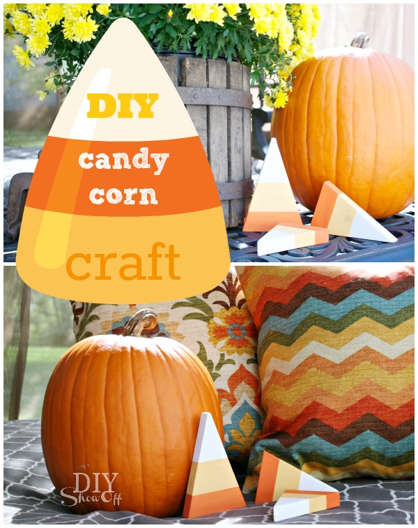 DIY Halloween/Fall craft: decorative wooden candy corn pieces