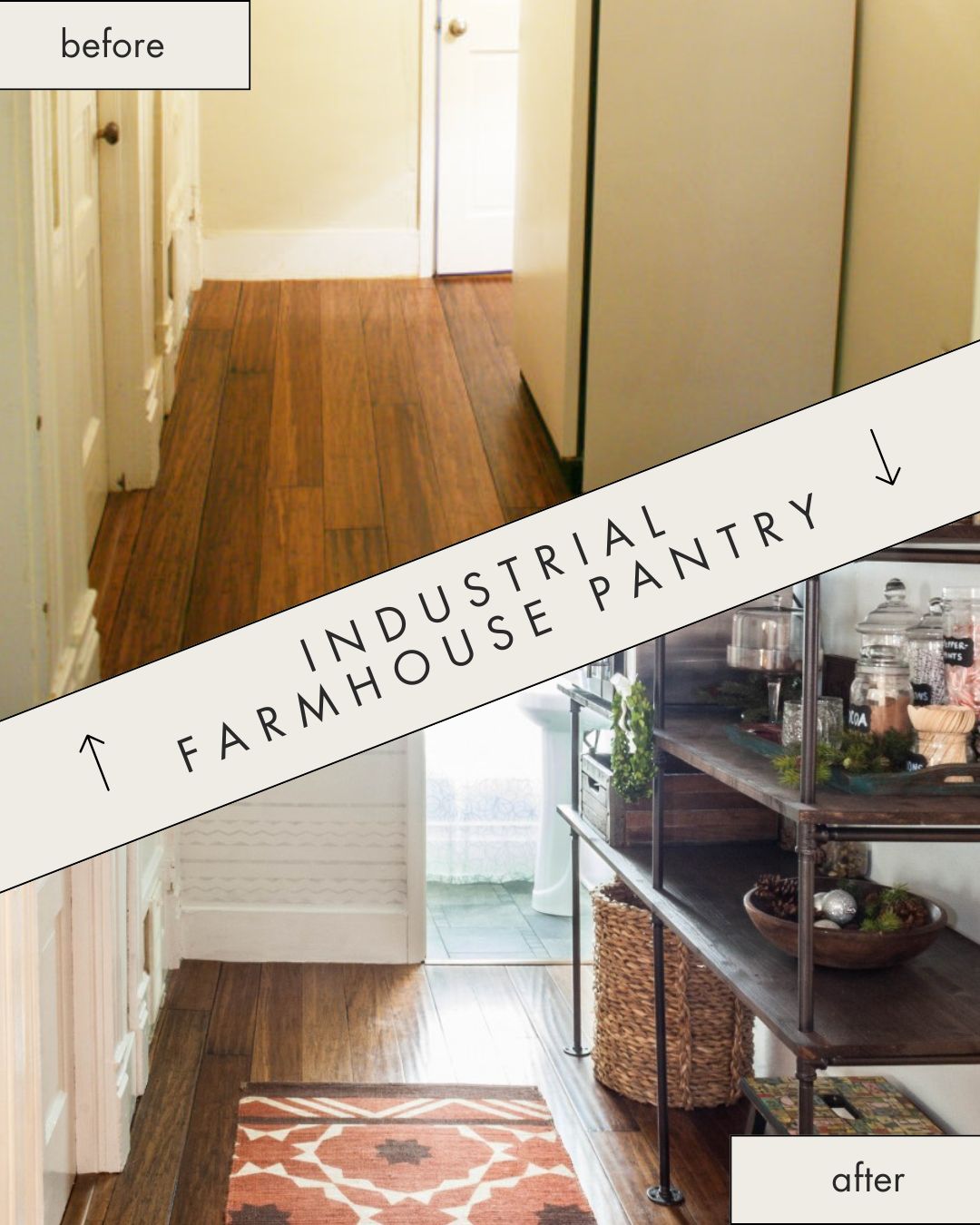 industrial farmhouse pantry makeover before and after