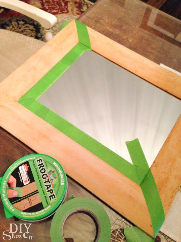 wood and turquoise mirror makeover at diyshowoff.com