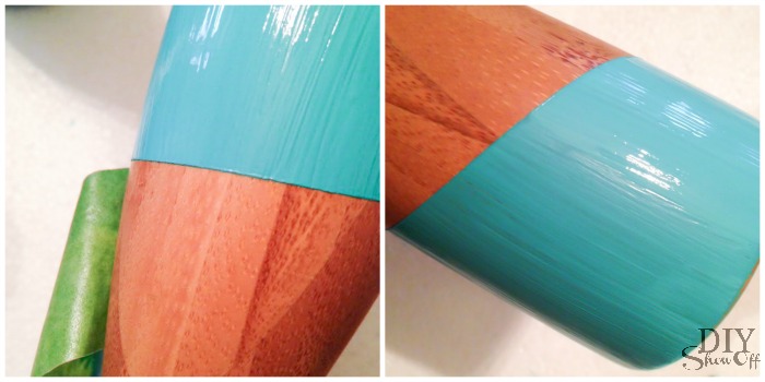 turquoise + wood painted candle tutorial at diyshowoff.com