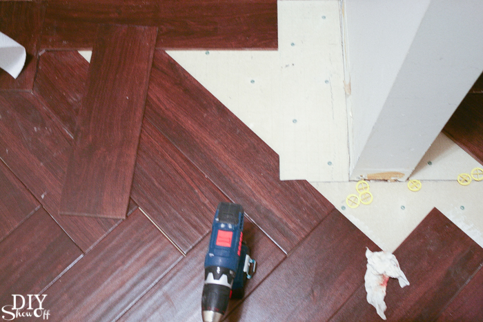 Herringbone Tile Floor - DIYShowOff