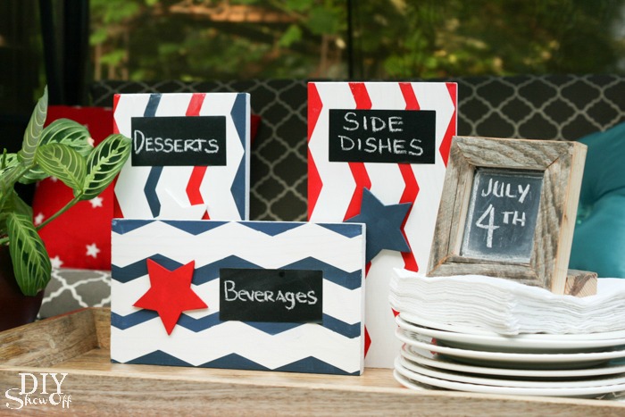 DIY red, white and blue table markers at diyshowoff.com