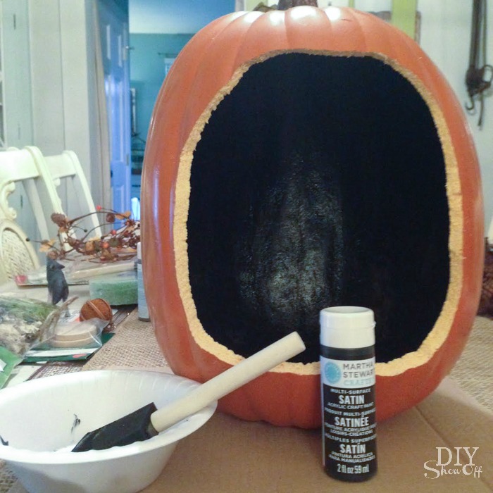 scenic faux pumpkin jackolantern tutorial @diyshowoff #trickyourpumpkin 