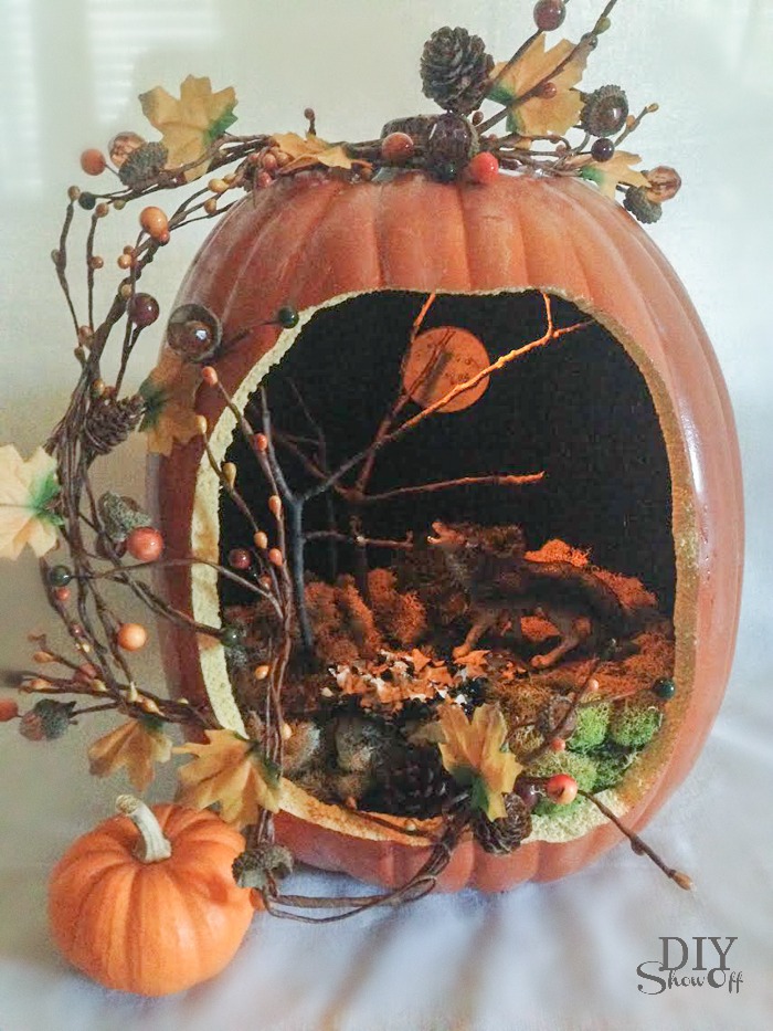 scenic faux pumpkin jackolantern tutorial @diyshowoff #trickyourpumpkin 