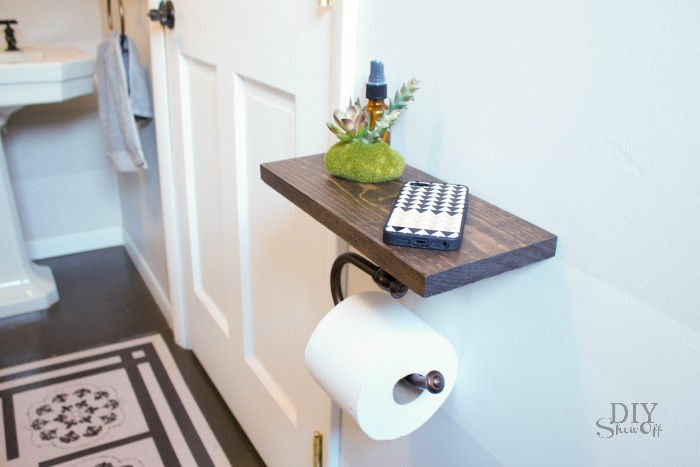 DIY Toilet Paper Holder with Shelf tutorial @diyshowoff