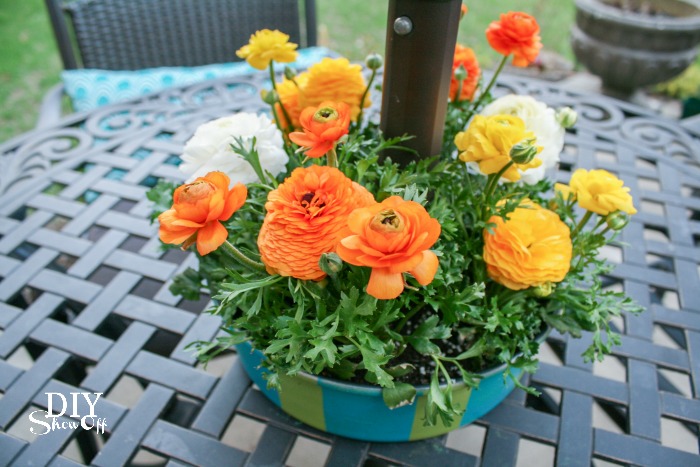 patio umbrella table planter/centerpiece (repurposed bundt pan) @diyshowoff