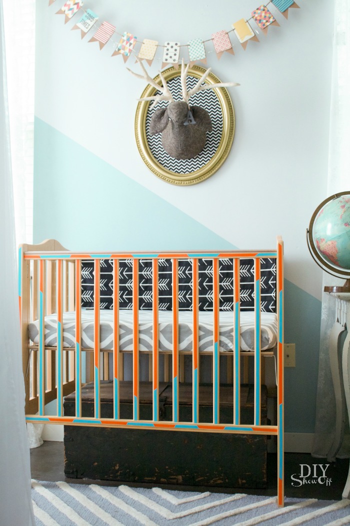 Jazz up your crib for under $10 with DIY adhesive vinyl decals. Tutorial @diyshowoff