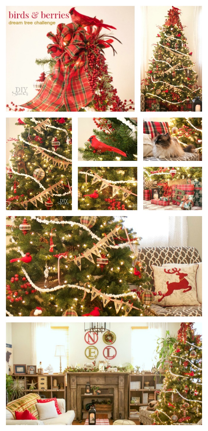 birds and berries Christmas tree #michaelsmakers @diyshowoff Dream Tree Challenge