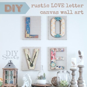 cute chippy rustic DIY LOVE letter wall art tutorial @diyshowoff