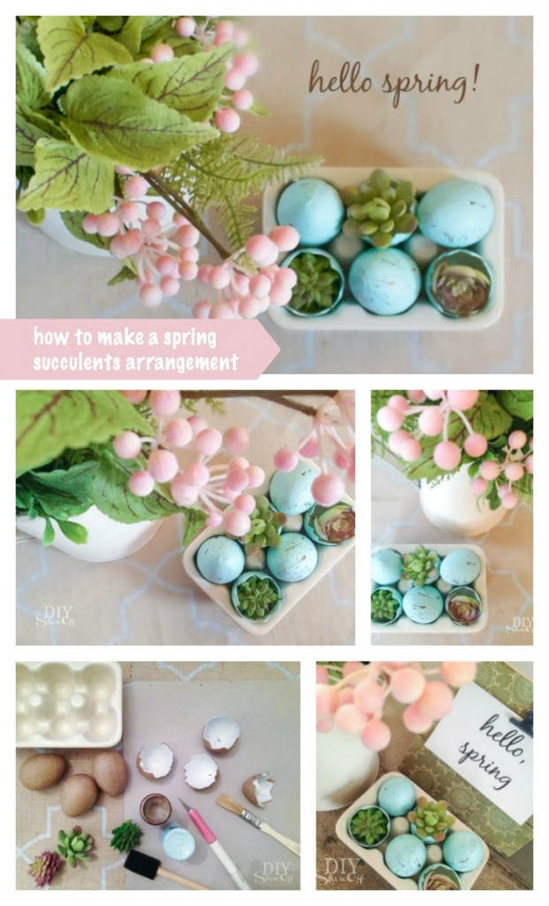 Freshen up your home with spring decor! DIY tutorial for spring succulents arrangement! #michaelsmaker