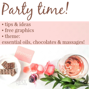 How fun! Get free graphics, tips and ideas for hosting an essential oils party with a chocolate & massage theme @diyshowoff