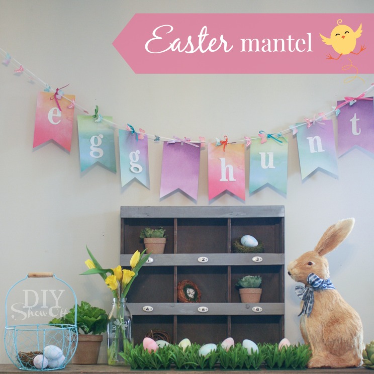 Spring Easter egg hunt mantel @diyshowoff #michaelsmakers #makeitwithmichaels #ad 