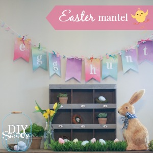Spring Easter egg hunt mantel @diyshowoff #michaelsmakers #makeitwithmichaels #ad