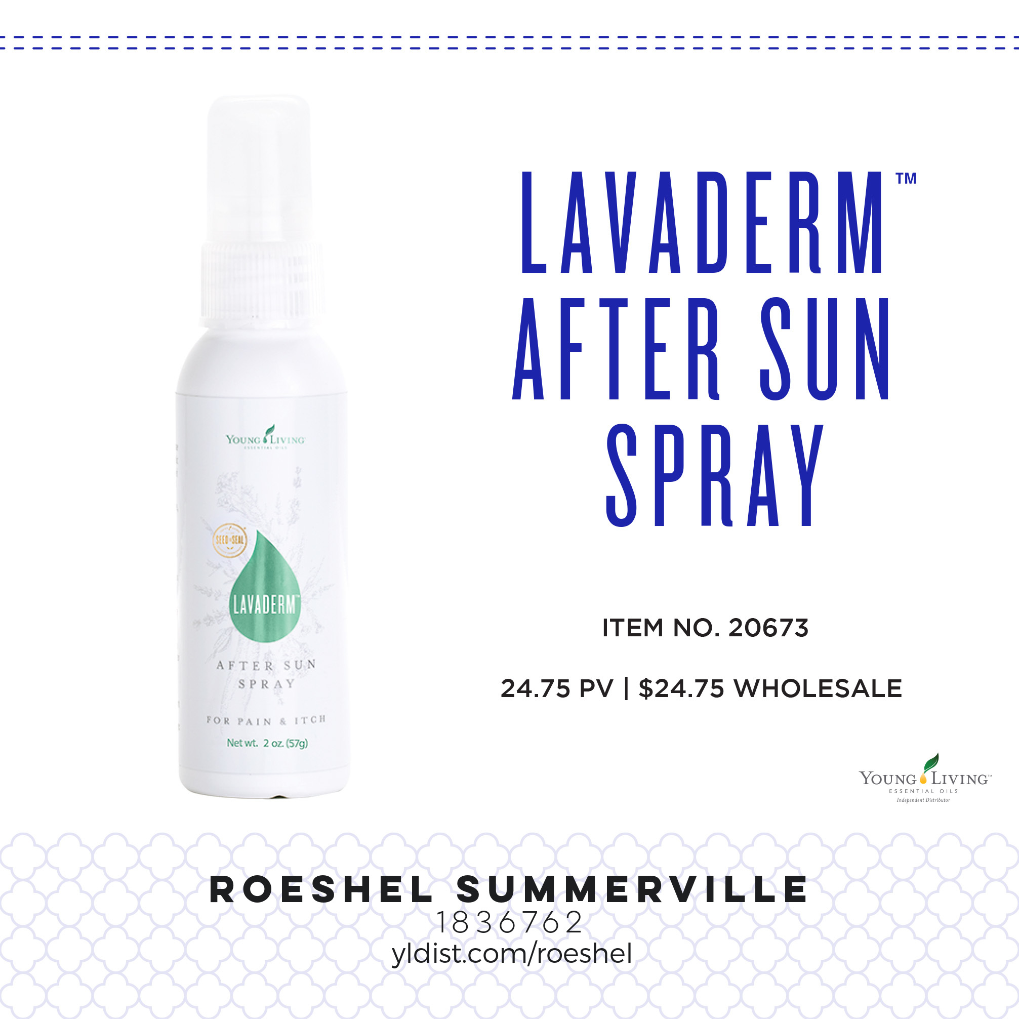 Promote healthy skin with LavaDerm™, Young Living’s refreshing Lavender spray. It’s made with skin-loving ingredients such as aloe, Lavender, Northern Lights Black Spruce, and Helichrysum to gently support healthy-looking skin. Its mild and gentle formula lightly moisturizes while also soothing and rejuvenating skin. Incorporate its refreshing feel and calming aroma into your nighttime routine or use it as needed throughout the day. The compact and convenient design of this skin moisturizer spray makes it easy to store wherever you need it, whether in your purse, travel bag, bedside table, or office desk.
