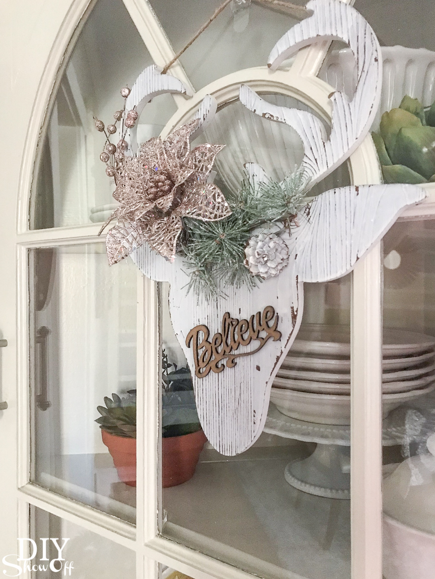DIY holiday handmade gift idea - personalized flower crown Christmas reindeer decor @diyshowoff #michaelsmakers