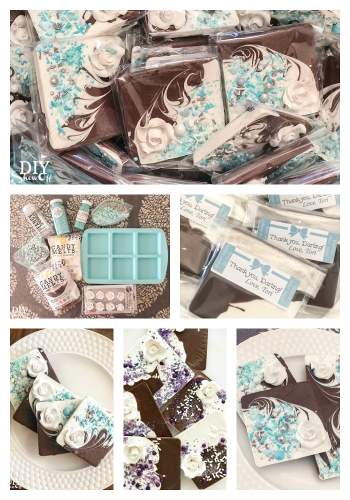DIY chocolate candy melts bridal wedding shower party favor gifts tutorial @diyshowoff essential oil infused gift idea breakfast at tiffany's 