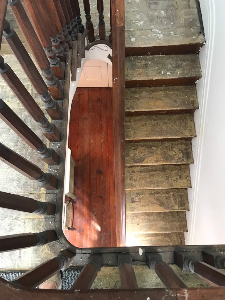 before and after carpeting stairs