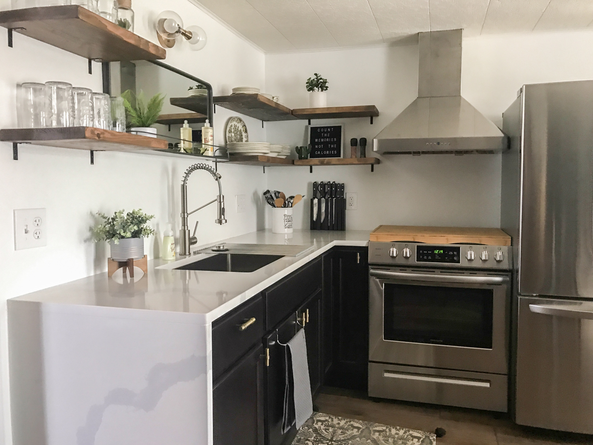 small modern airbnb apartment kitchen makeover 