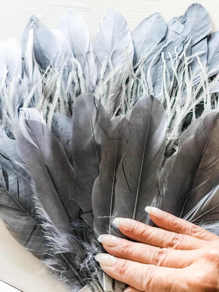placing feathers