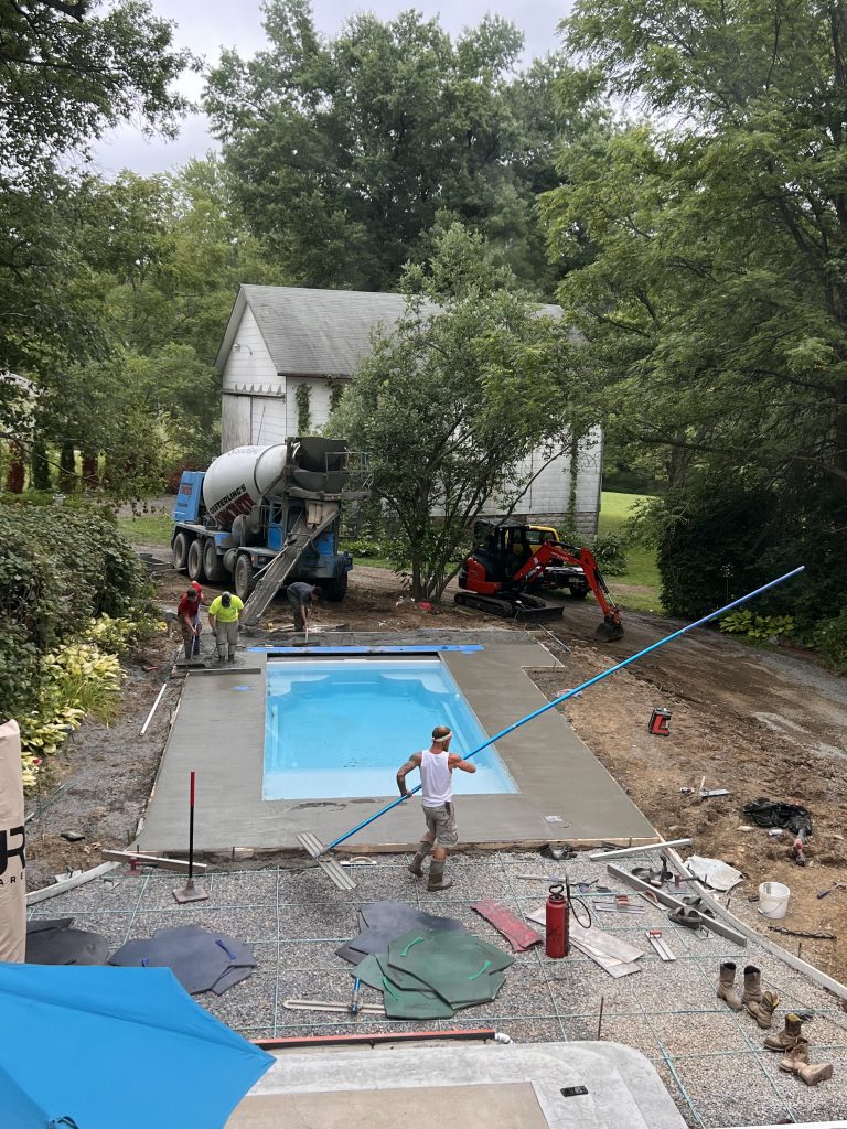 pouring concrete pool deck