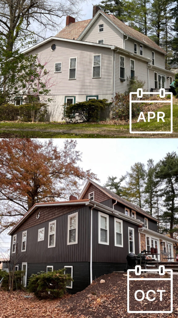 carbon color board and batten siding before and after