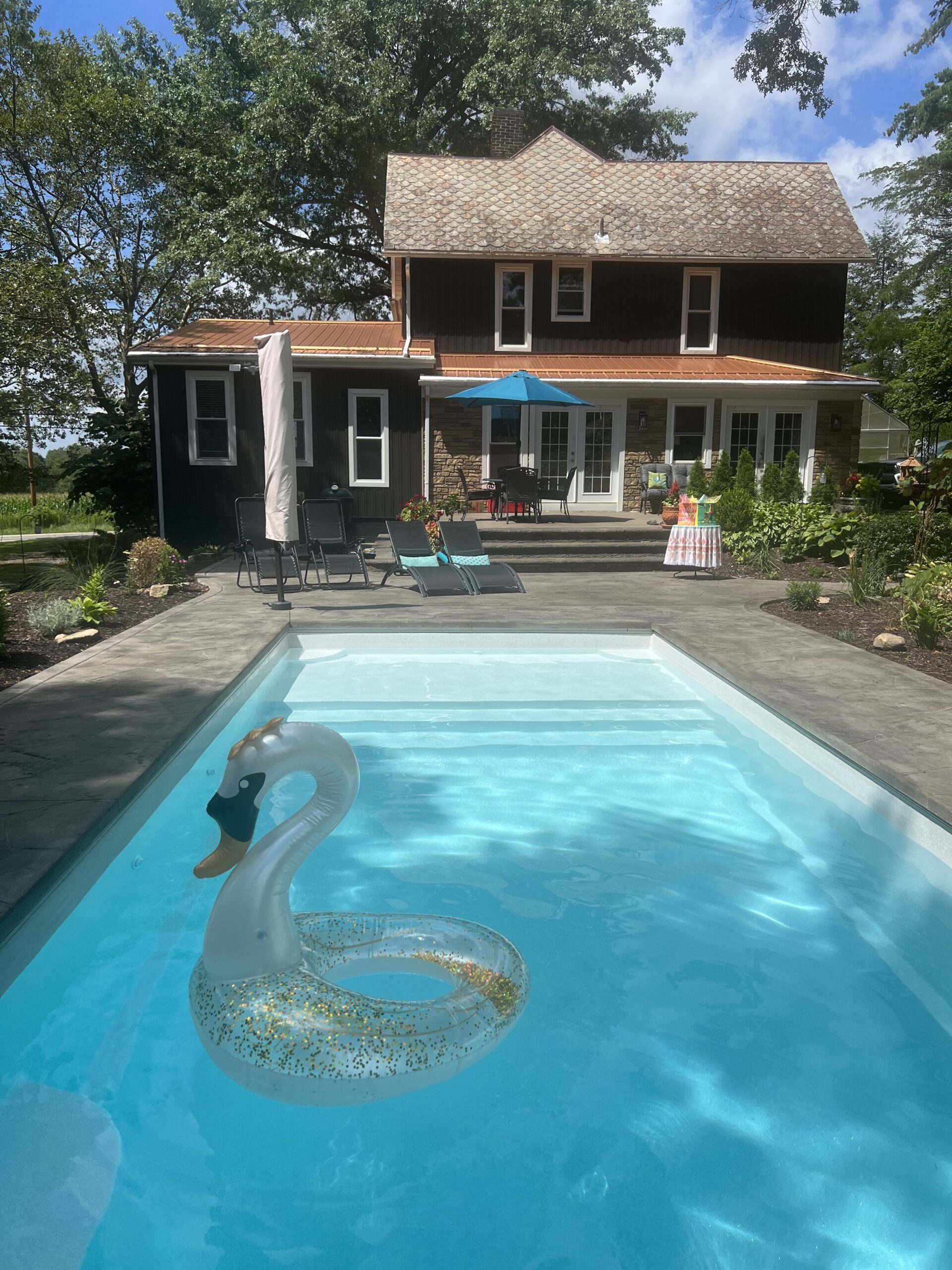in-ground fiberglass pool patio