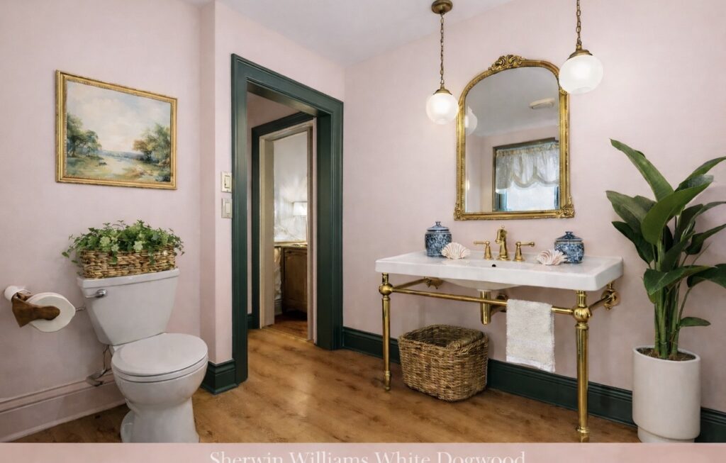 timeless blush bathroom makeover design