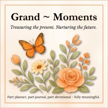 Grand-Moments card with orange flowers and monarch butterfly
