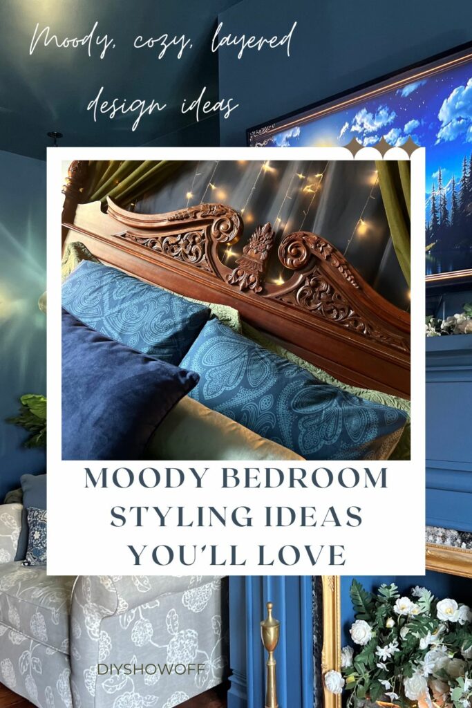 moody cozy layered design ideas for blue color drenched bedroom