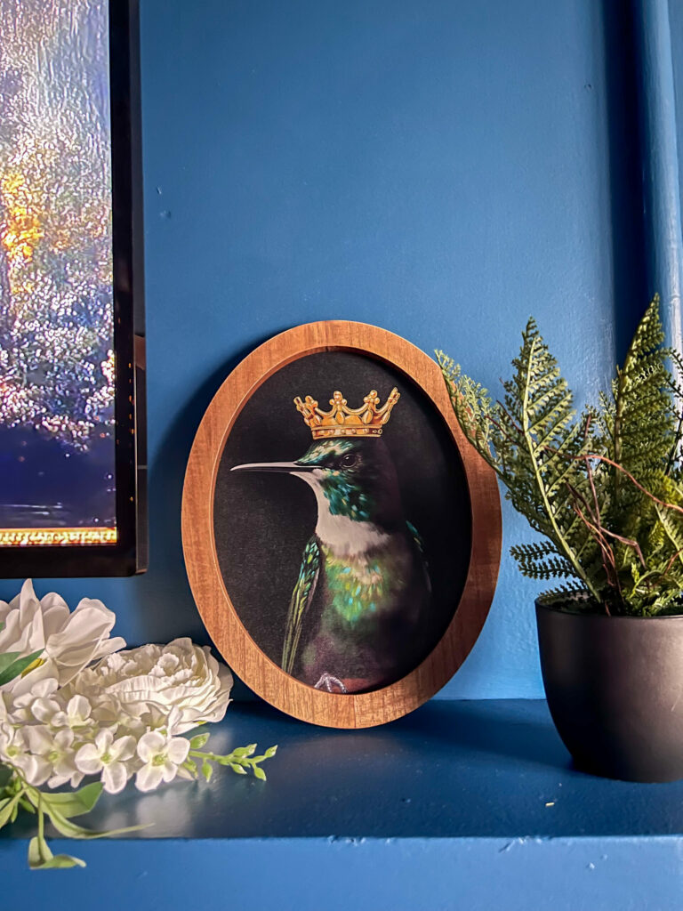 crowned oval bird art